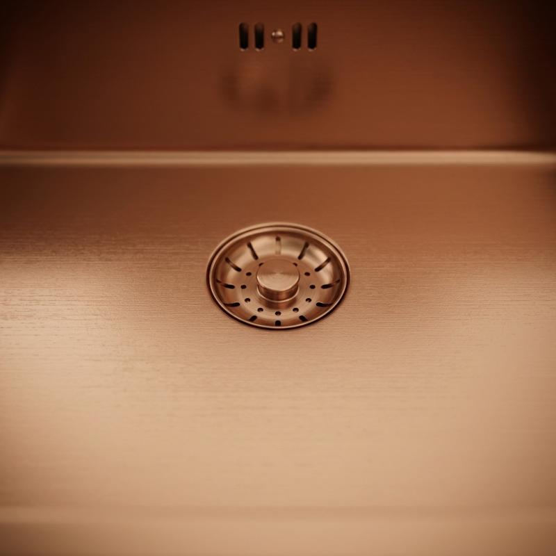 Pure.Sink Comfort Rose Koperen Grote Spoelbak 75x40cm Tapwing met kraanopening PCM7540T-62
